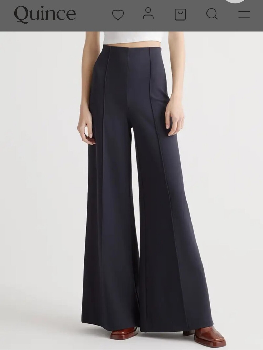 Quince Ultra-Stretch Ponte Super Wide Leg Pants Charcoal Size L